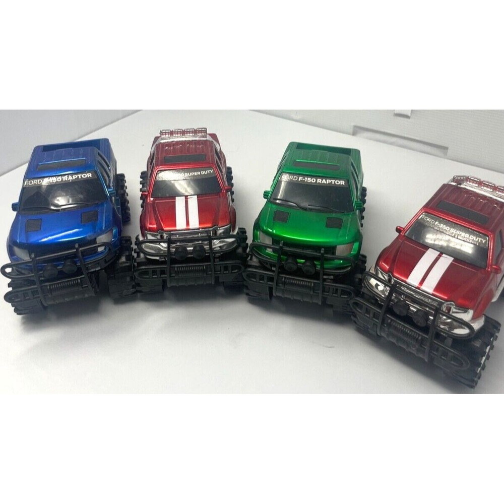 Set of 4 Ford Truck Toys F-150 Super Duty Raptor Kid Connection Fast Trucks